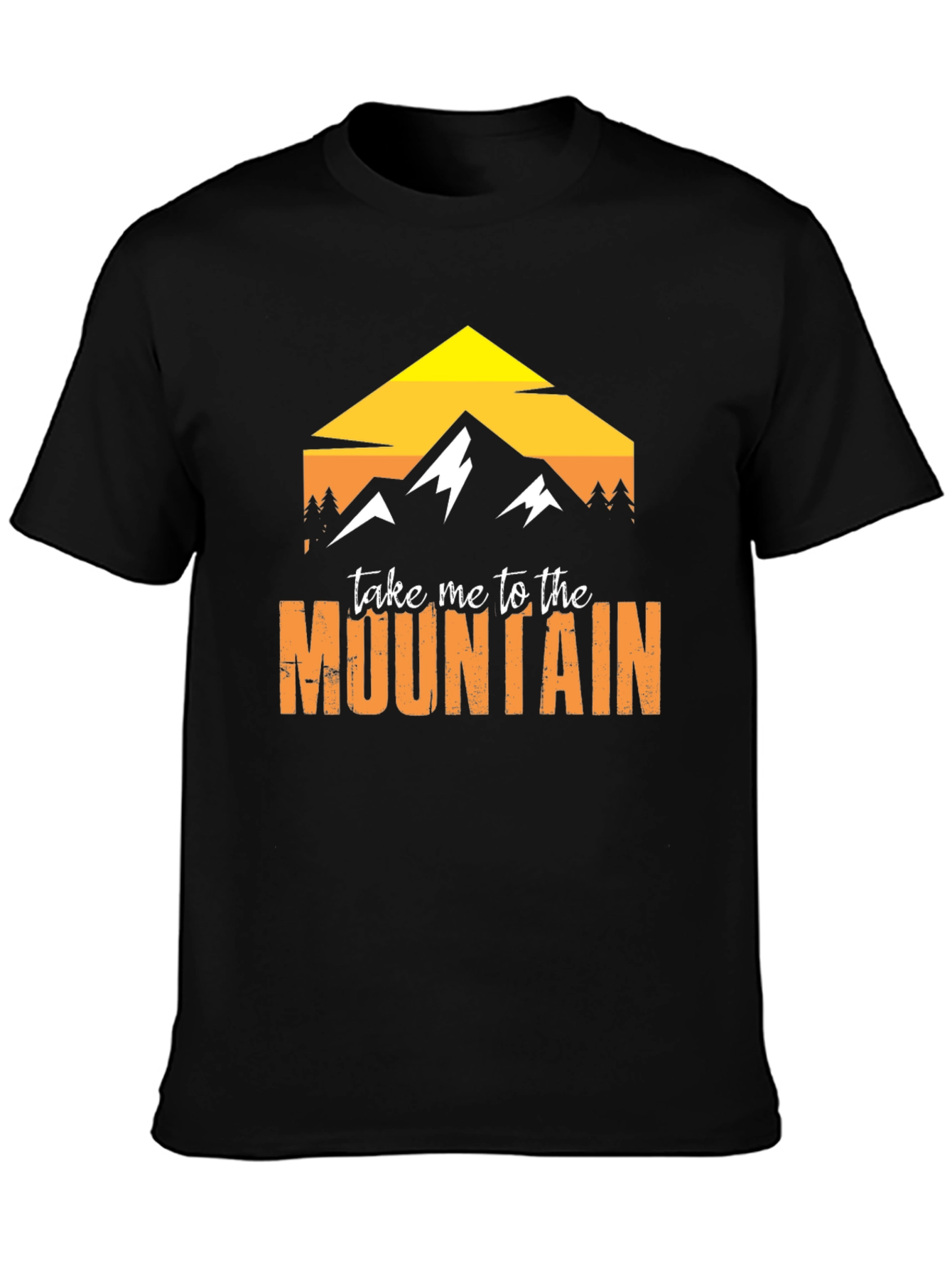 Mountain Graphic Tee - Black Cotton Adventure Shirt