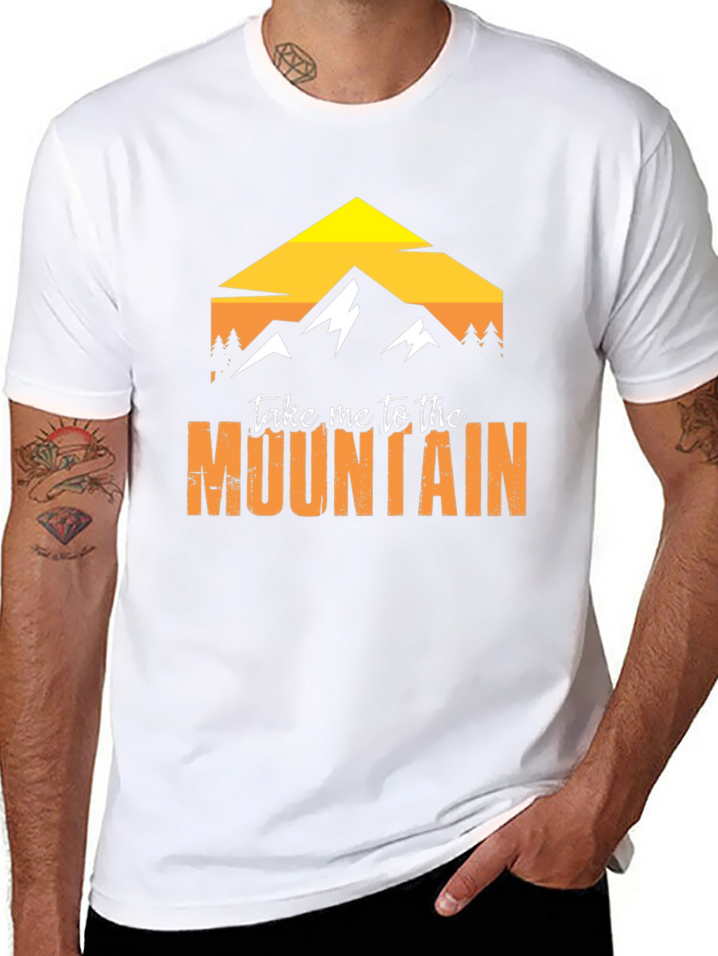 Mountain Graphic Tee - Black Cotton Adventure Shirt