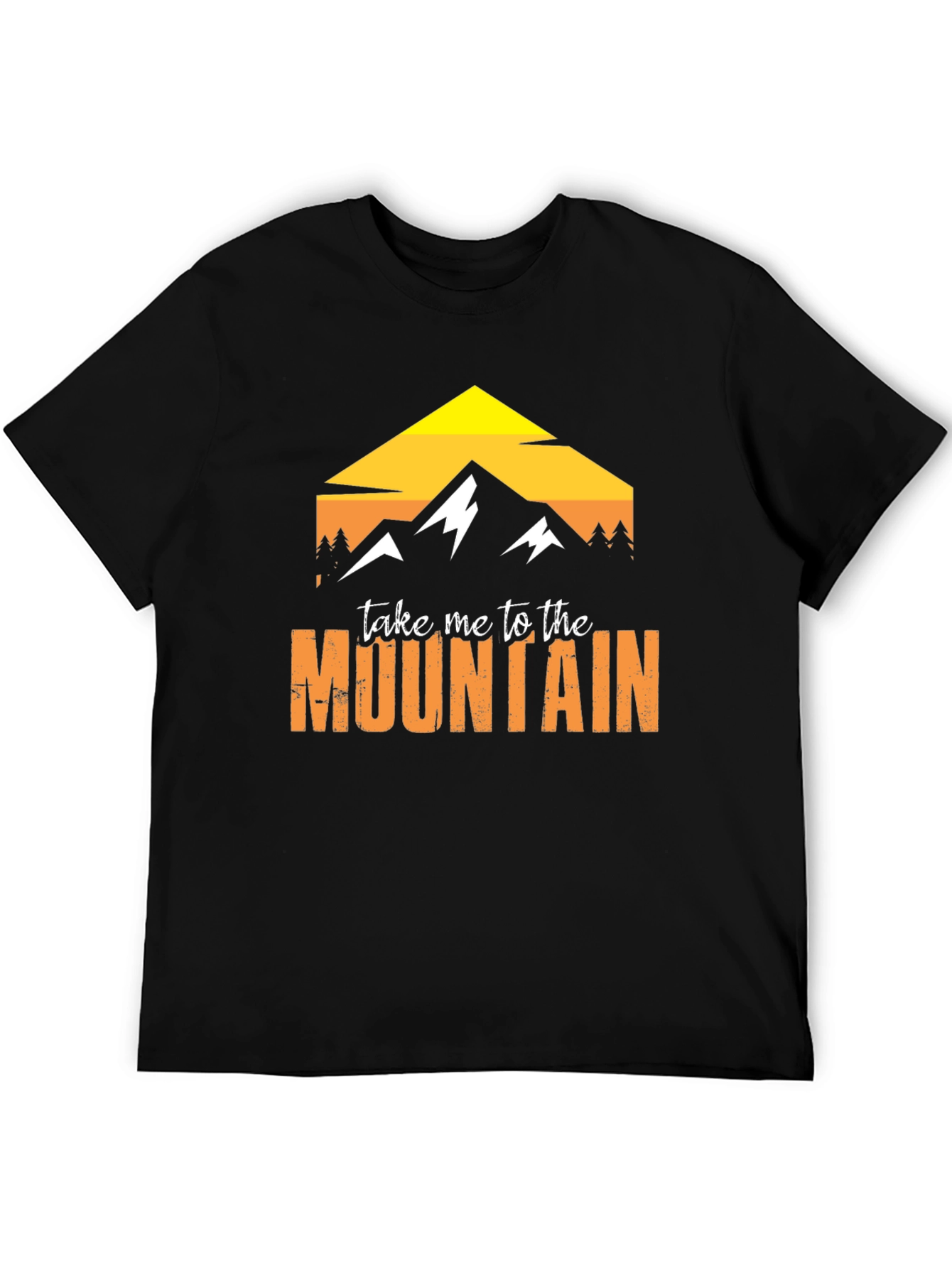 Mountain Graphic Tee - Black Cotton Adventure Shirt