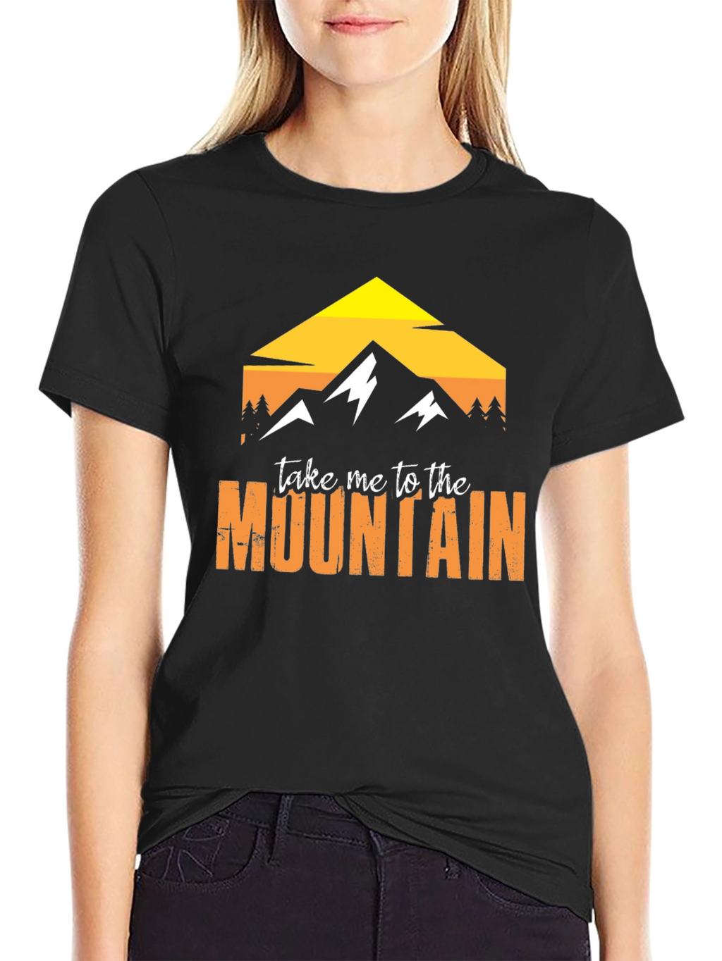 Mountain Graphic Tee - Black Cotton Adventure Shirt