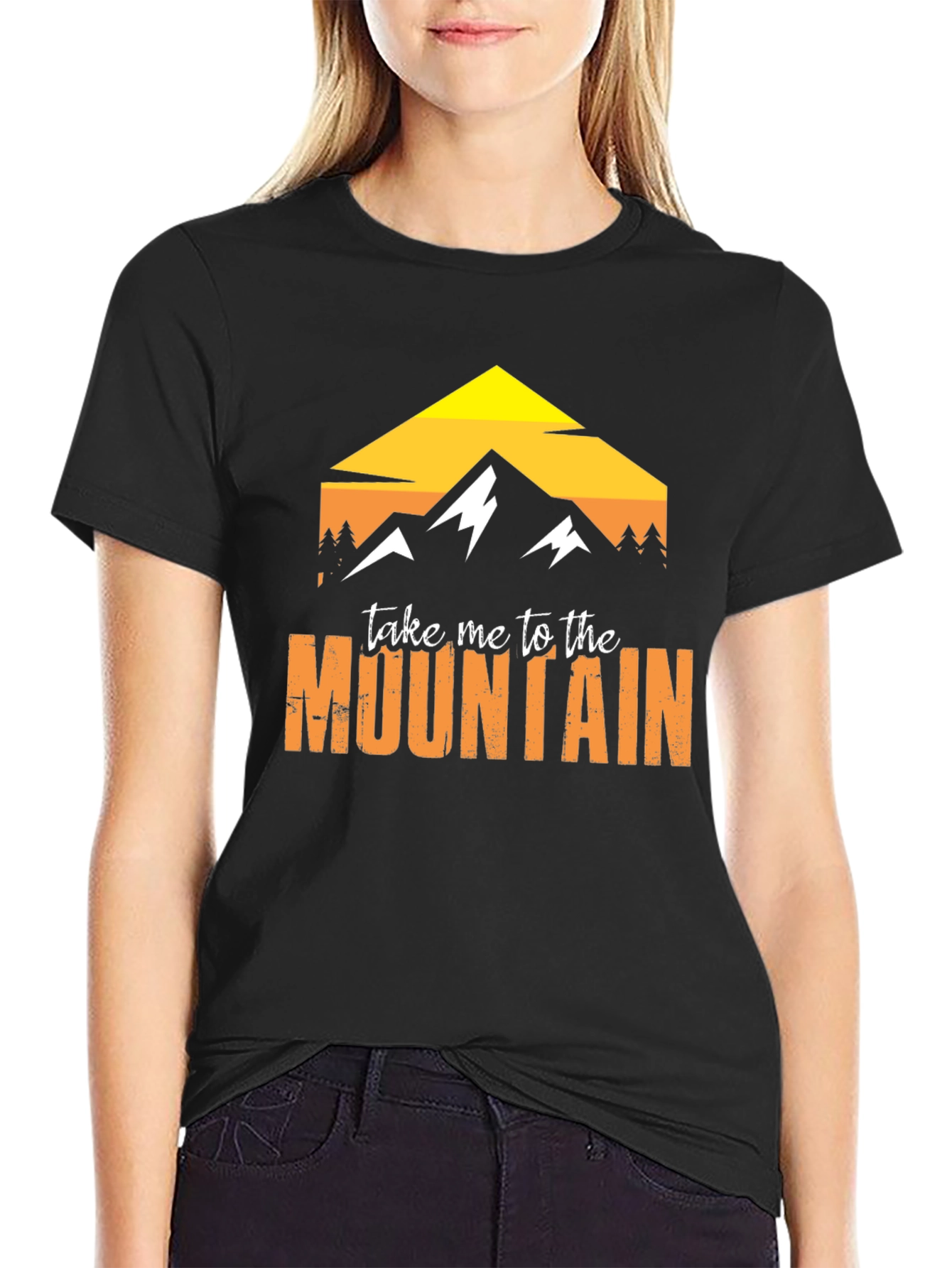 Mountain Graphic Tee - Black Cotton Adventure Shirt