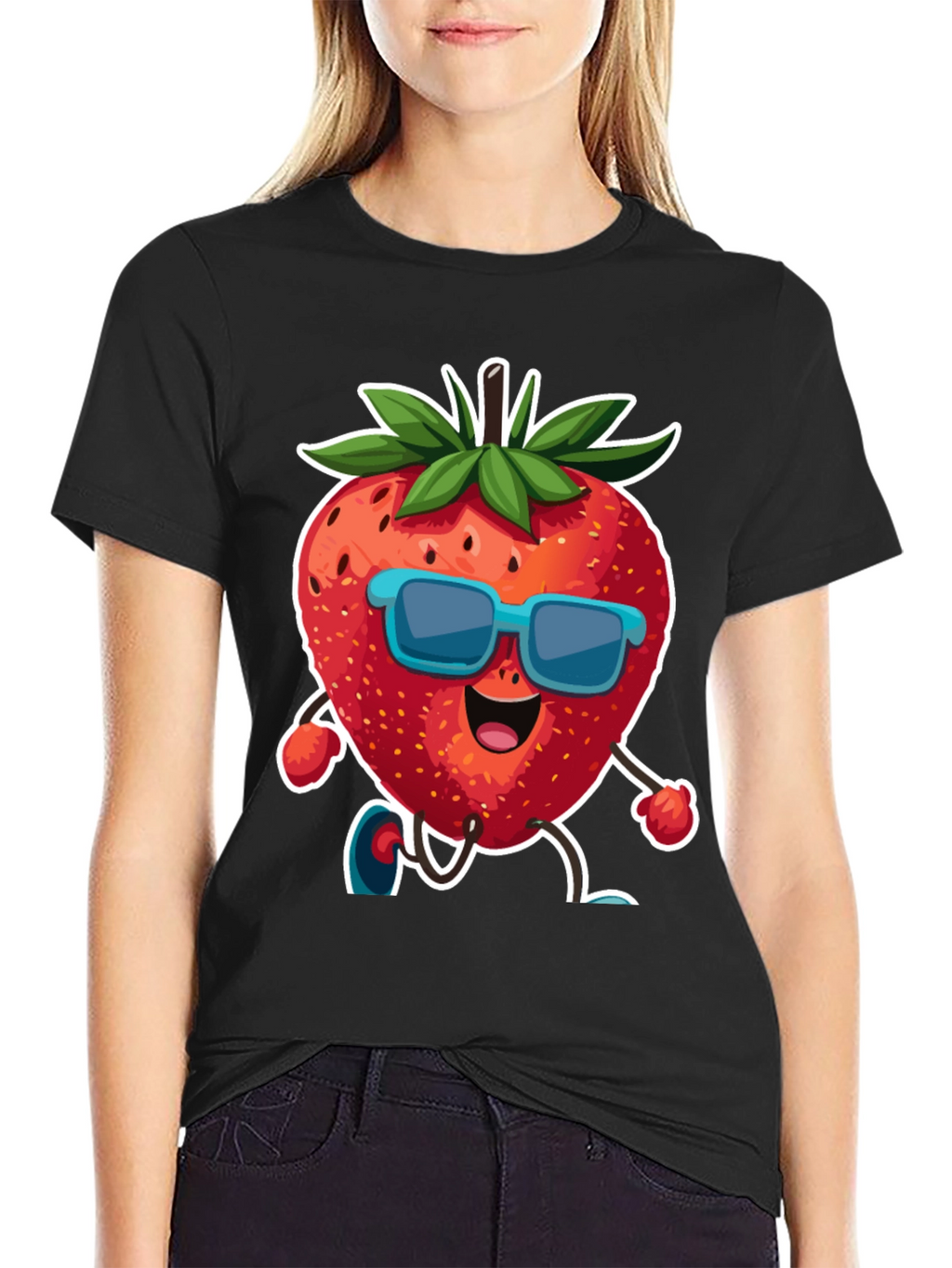 Cool Strawberry Cartoon Graphic T-Shirt
