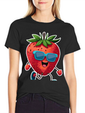 Cool Strawberry Cartoon Graphic T-Shirt