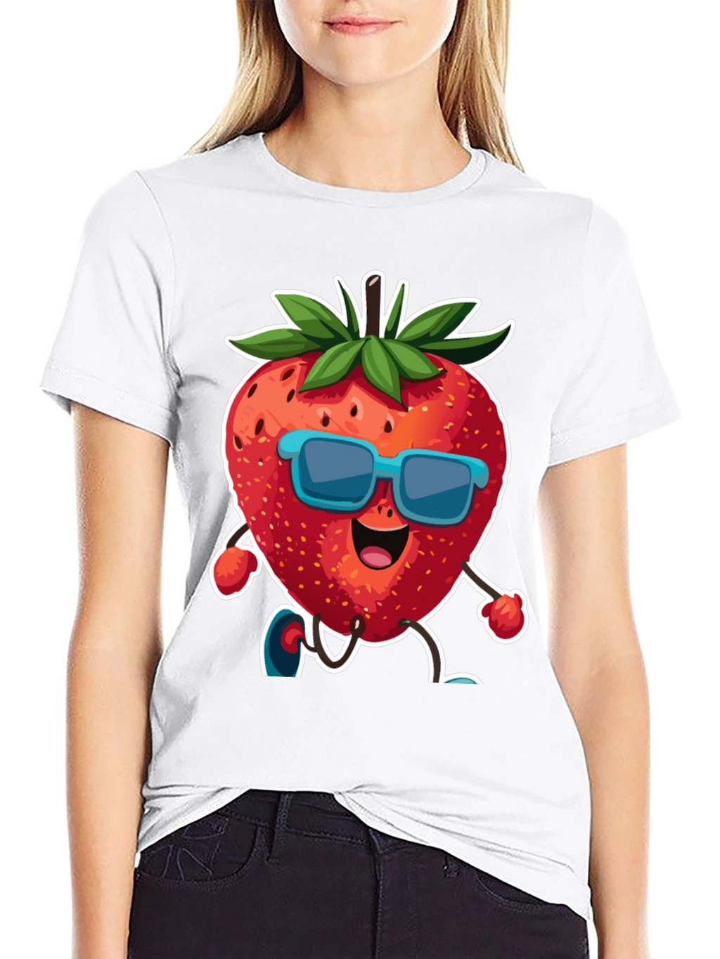 Cool Strawberry Cartoon Graphic T-Shirt