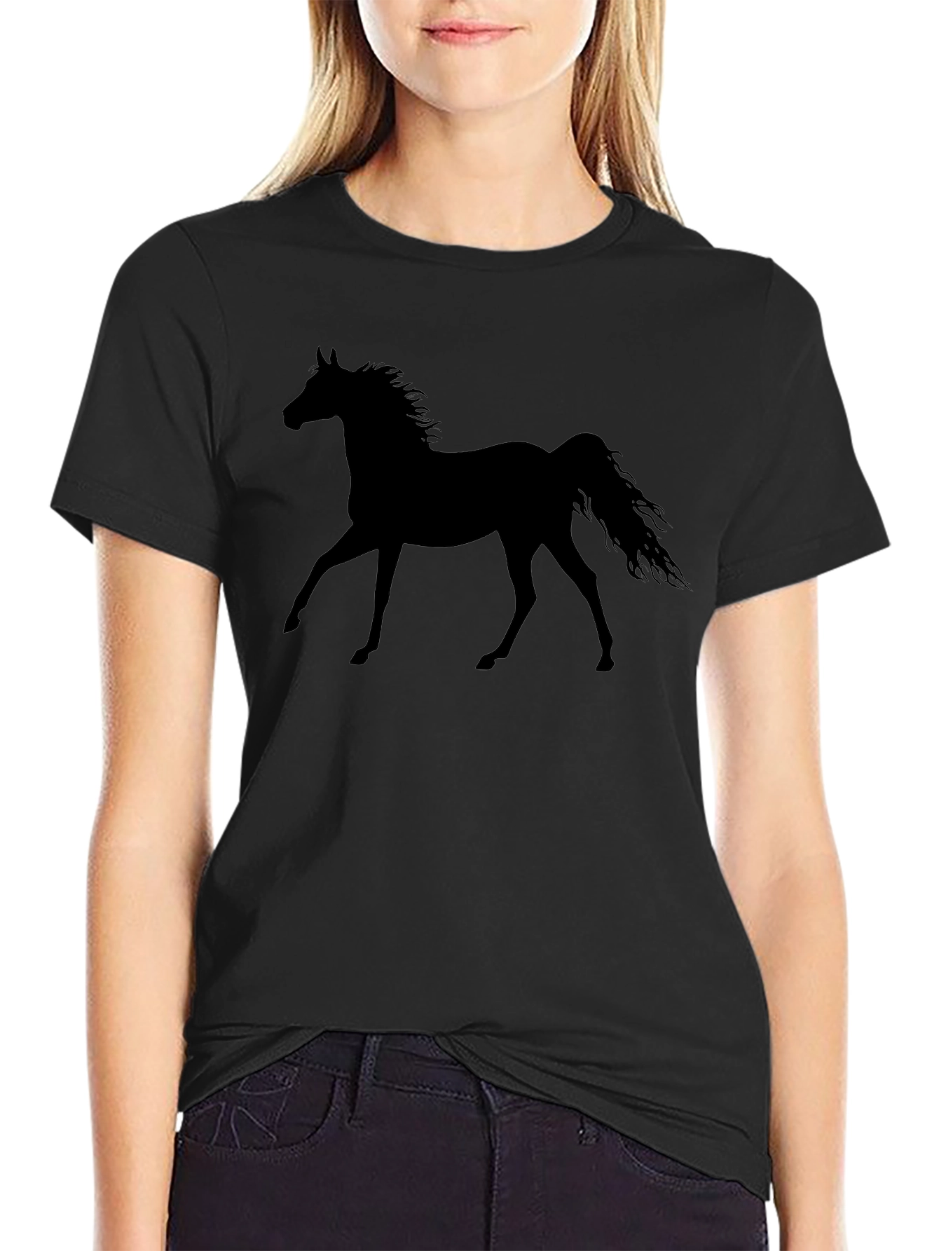 Horse Silhouette Black T-Shirt