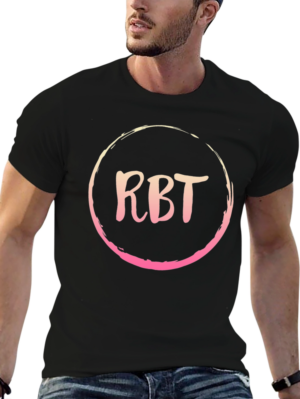 RBT Initial Black Cotton Blend Graphic Tee