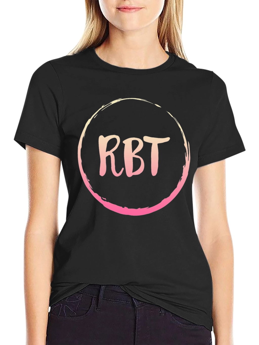 RBT Initial Black Cotton Blend Graphic Tee