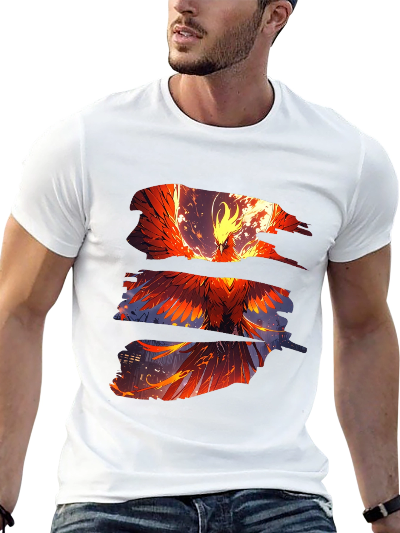 Phoenix Graphic Print Black T-Shirt