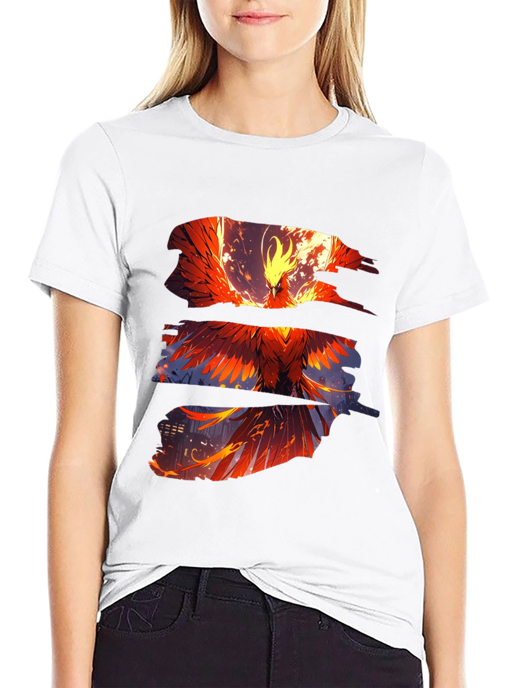 Phoenix Graphic Print Black T-Shirt