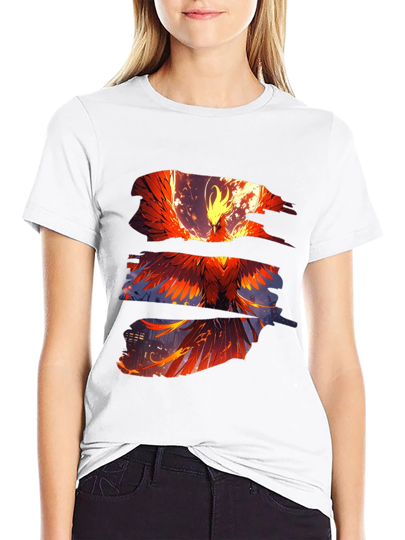 Phoenix Graphic Print Black T-Shirt