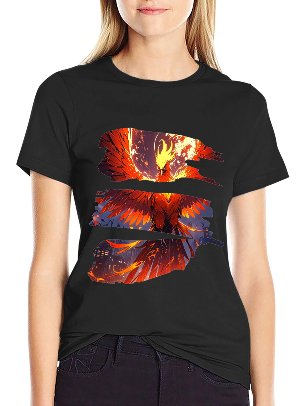Phoenix Graphic Print Black T-Shirt