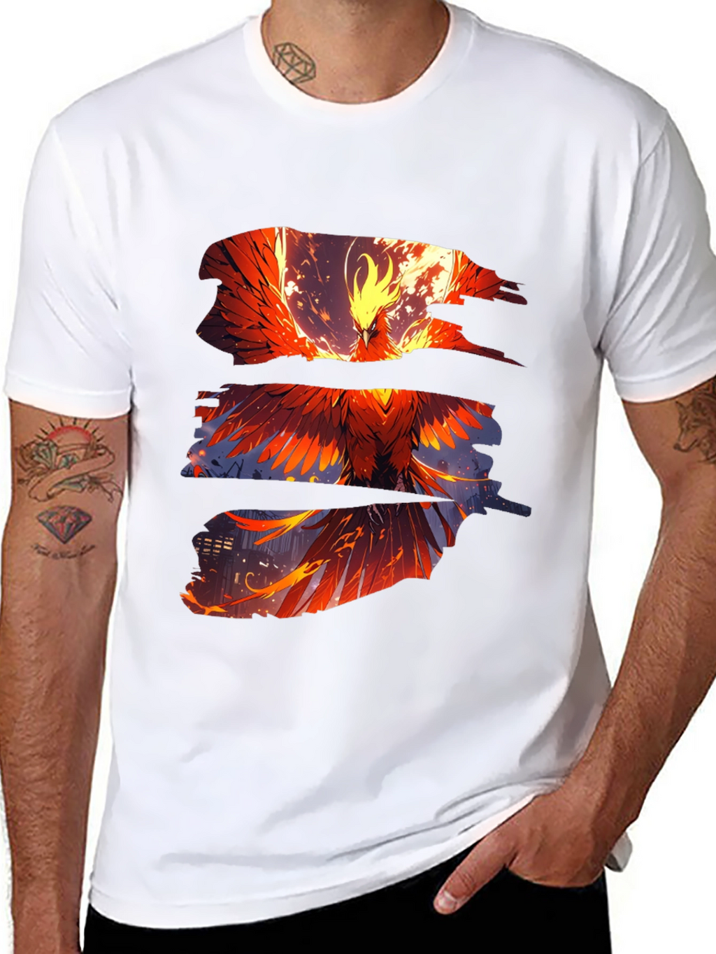 Phoenix Graphic Print Black T-Shirt
