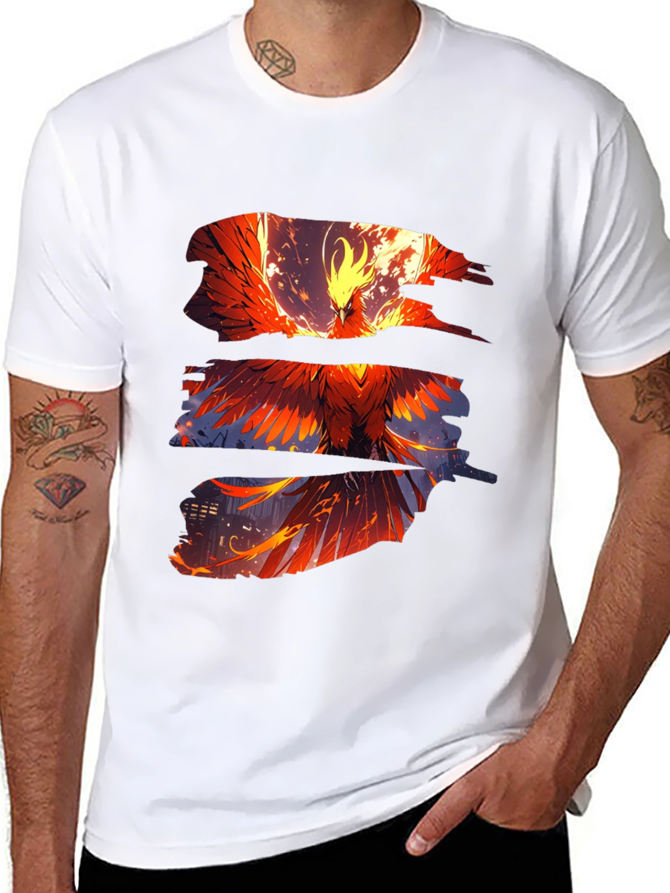 Phoenix Graphic Print Black T-Shirt