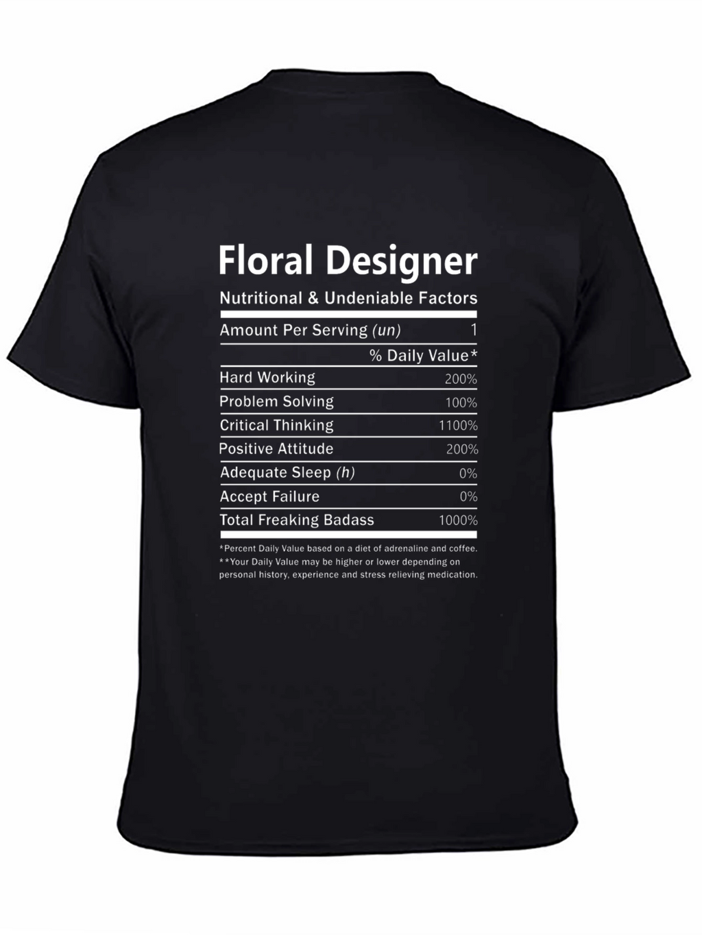 Floral Designer Nutritional Facts T-Shirt