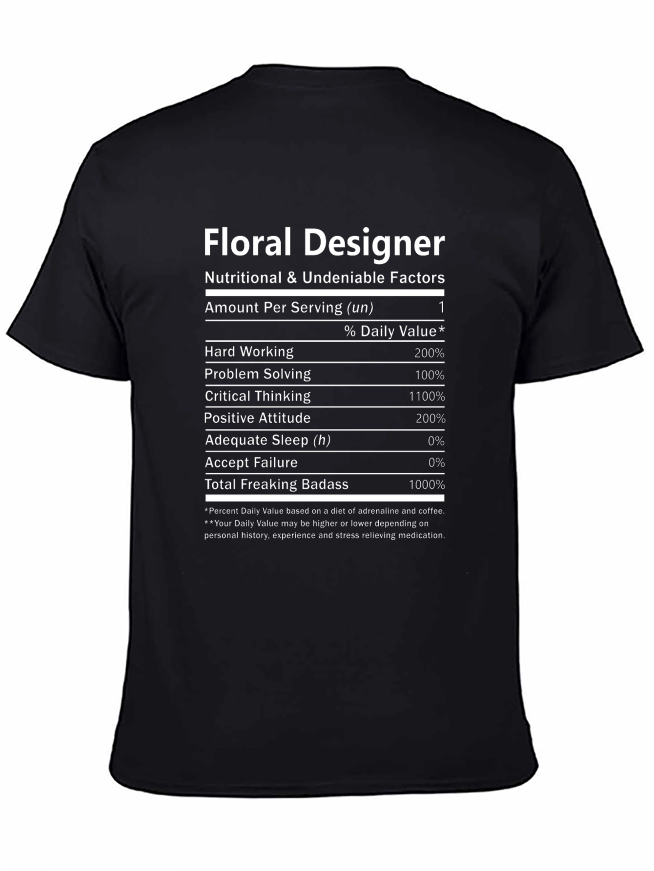 Floral Designer Nutritional Facts T-Shirt