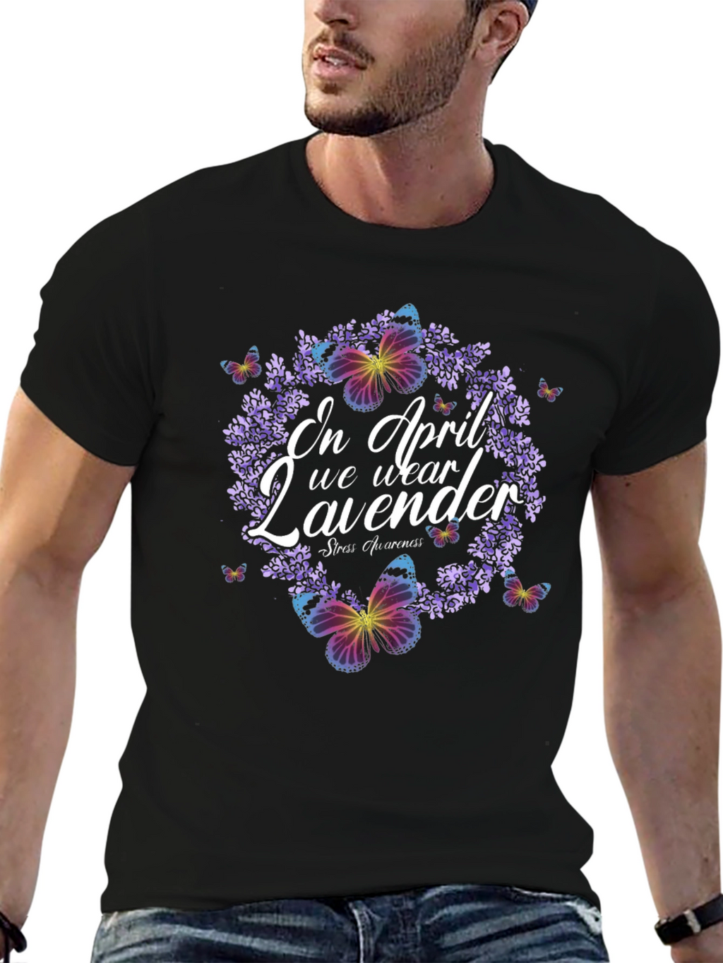 Lavender Butterfly Stress Awareness T-Shirt