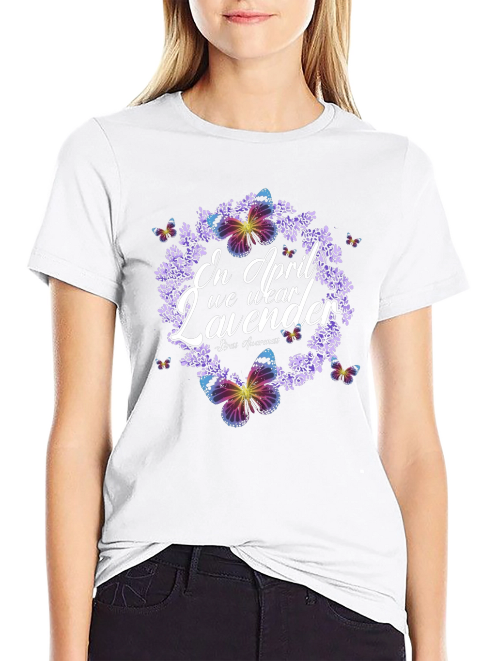 Lavender Butterfly Stress Awareness T-Shirt
