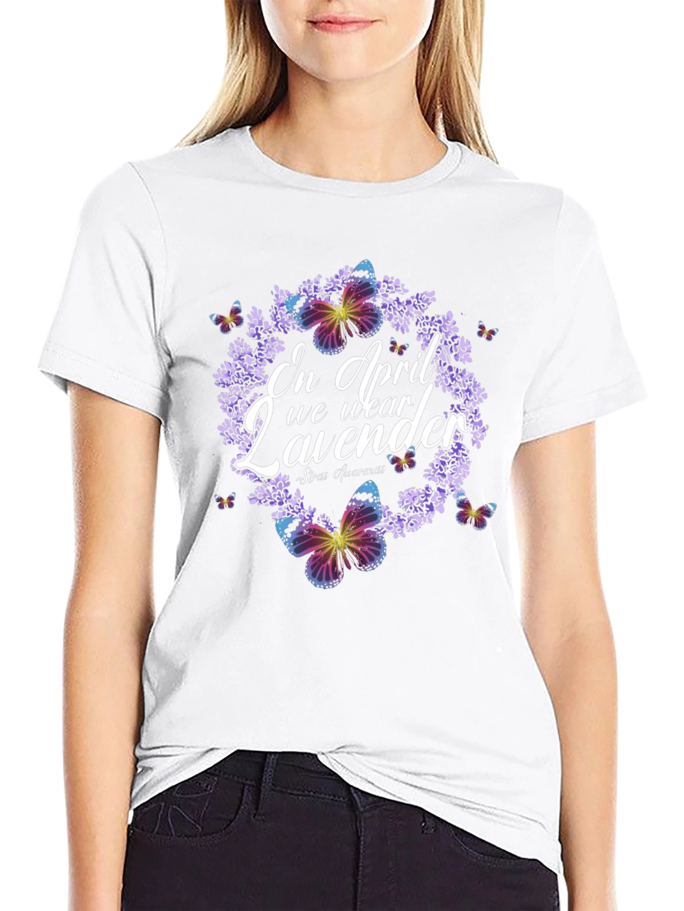 Lavender Butterfly Stress Awareness T-Shirt