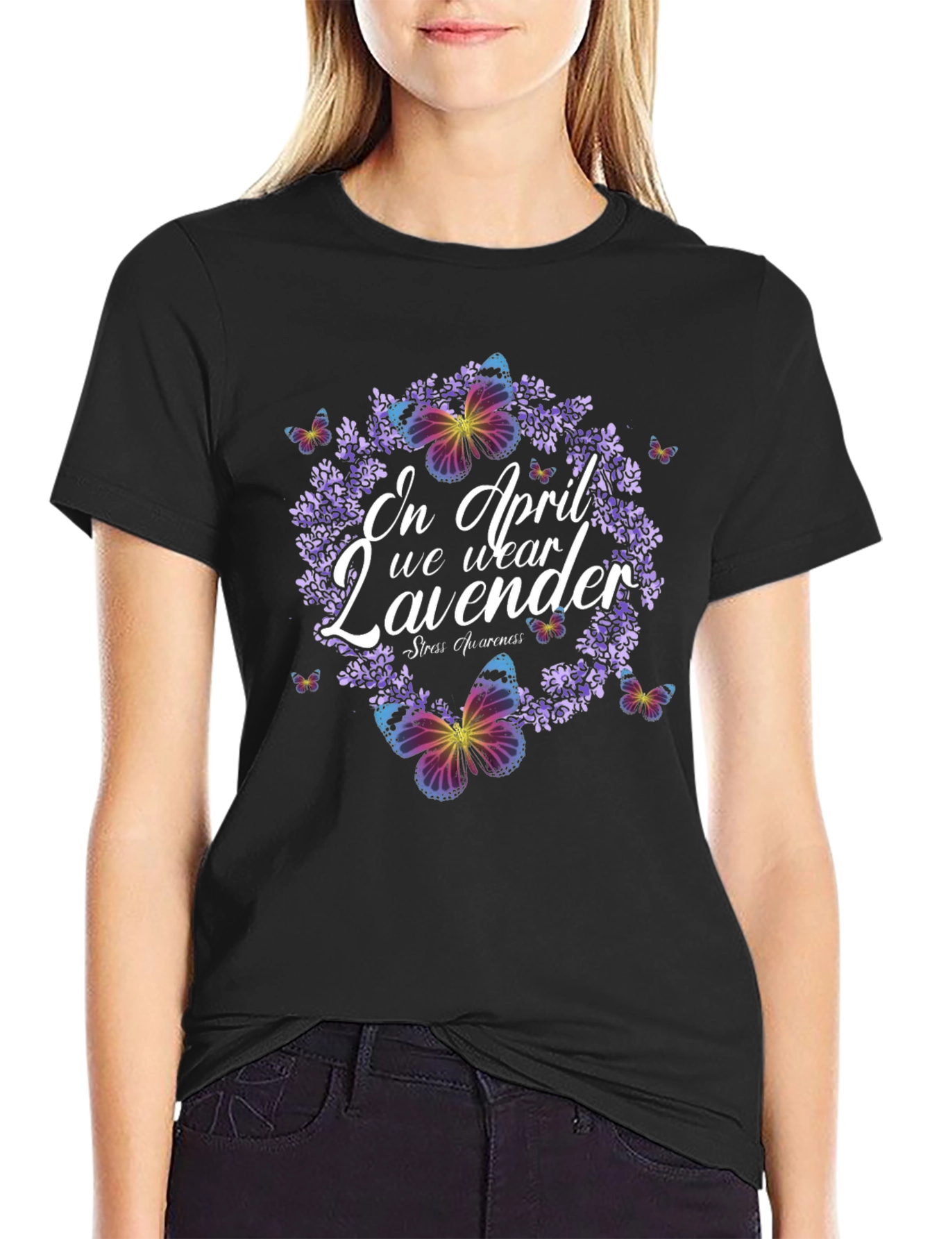 Lavender Butterfly Stress Awareness T-Shirt