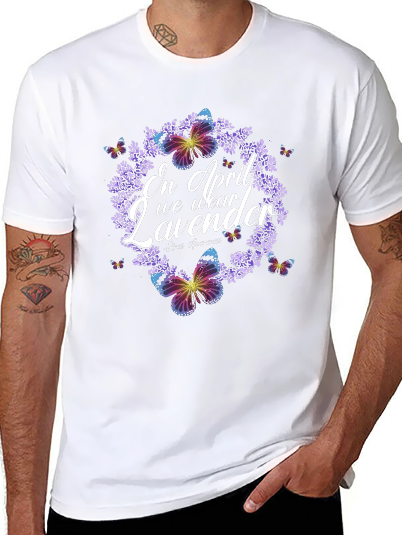 Lavender Butterfly Stress Awareness T-Shirt