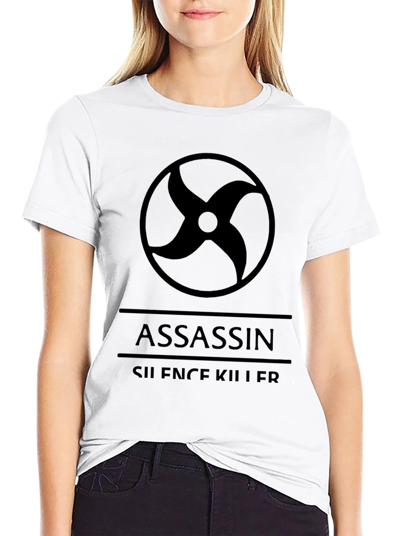 Assassin Silence Killer Graphic Black T-Shirt