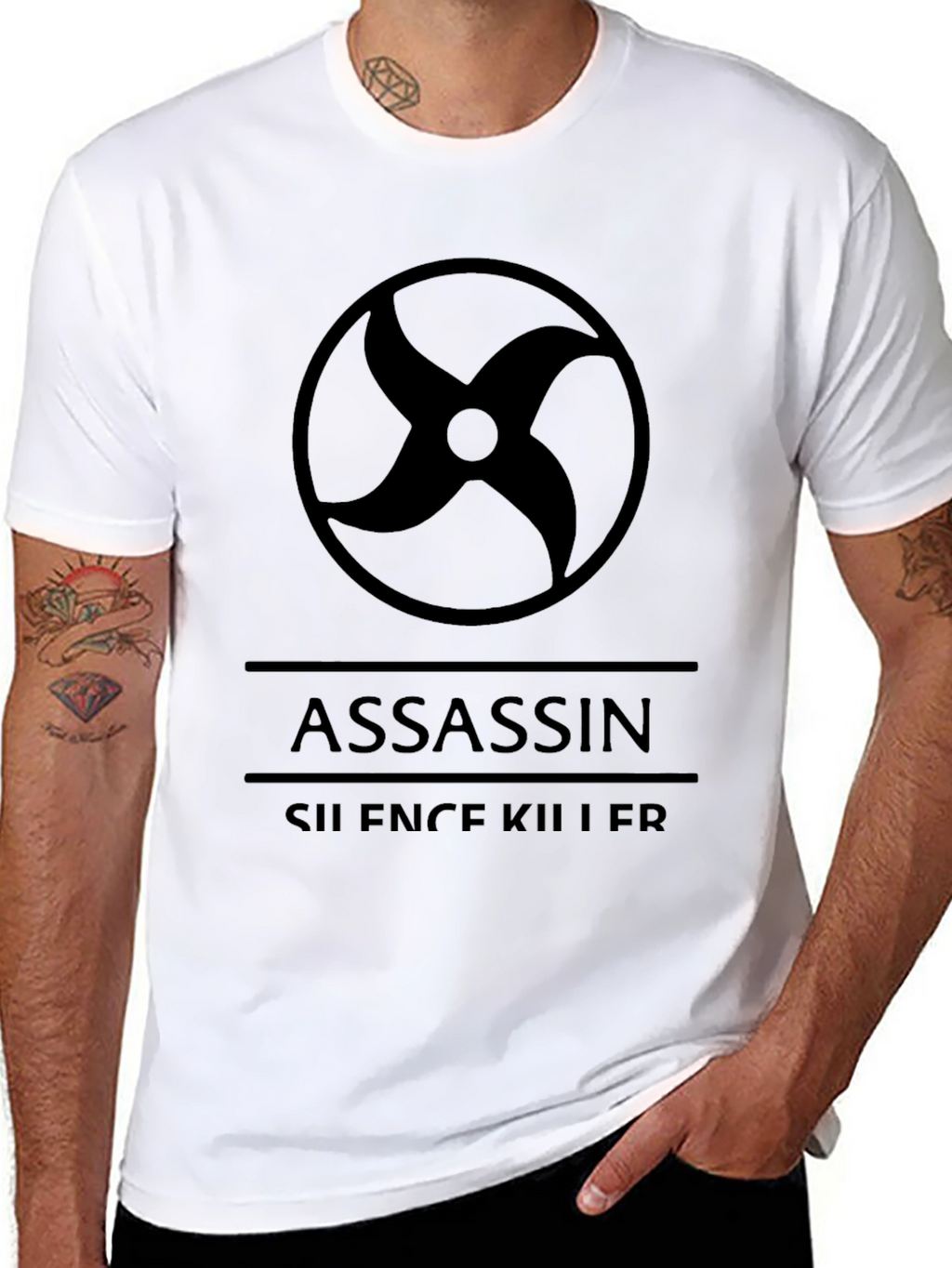 Assassin Silence Killer Graphic Black T-Shirt
