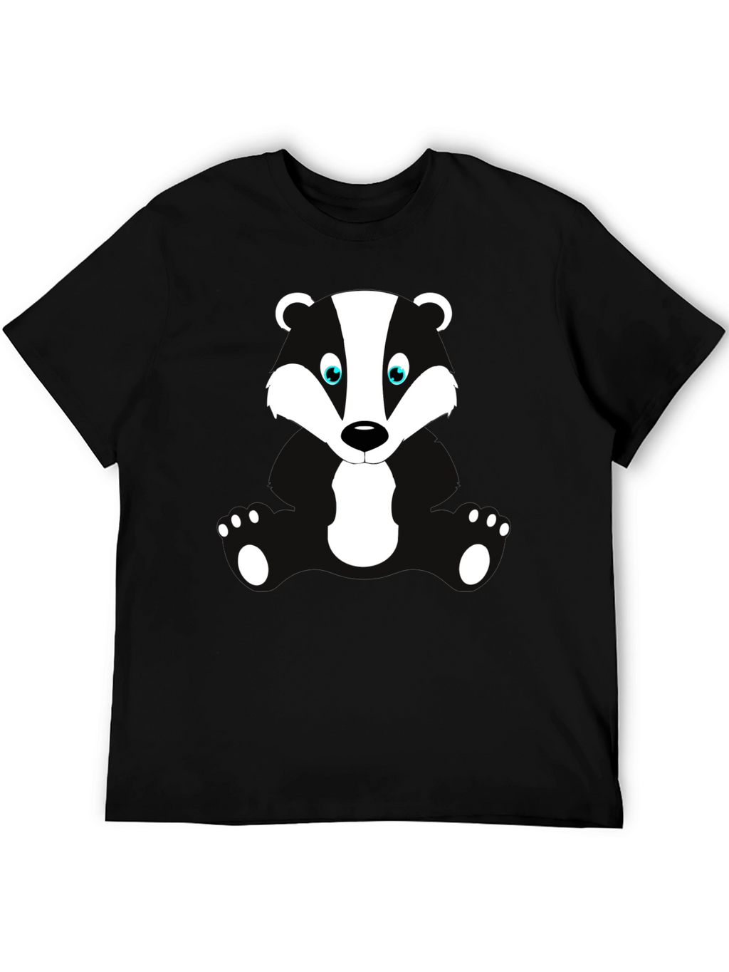 Cartoon Badger Graphic Print Black T-Shirt