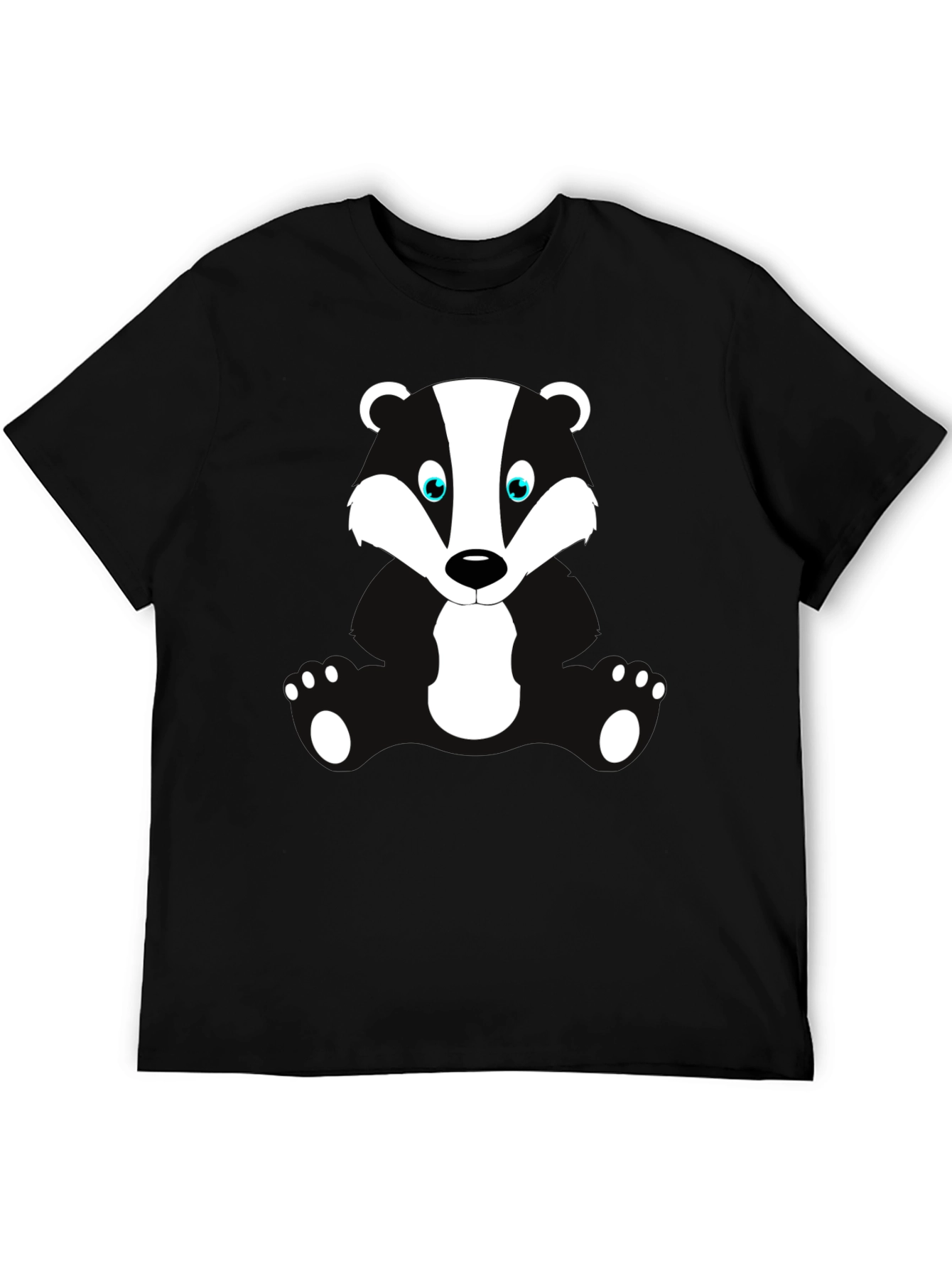 Cartoon Badger Graphic Print Black T-Shirt