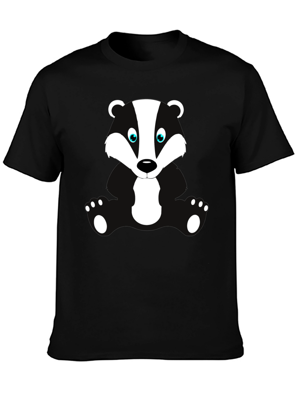 Cartoon Badger Graphic Print Black T-Shirt