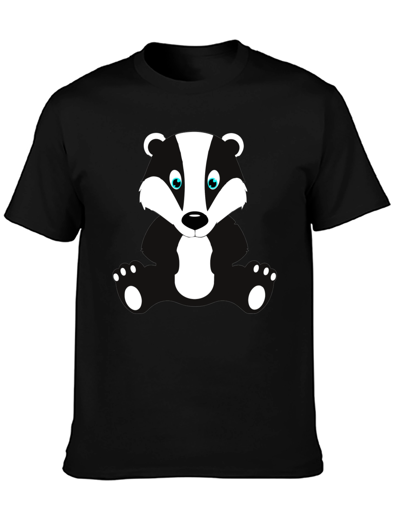 Cartoon Badger Graphic Print Black T-Shirt