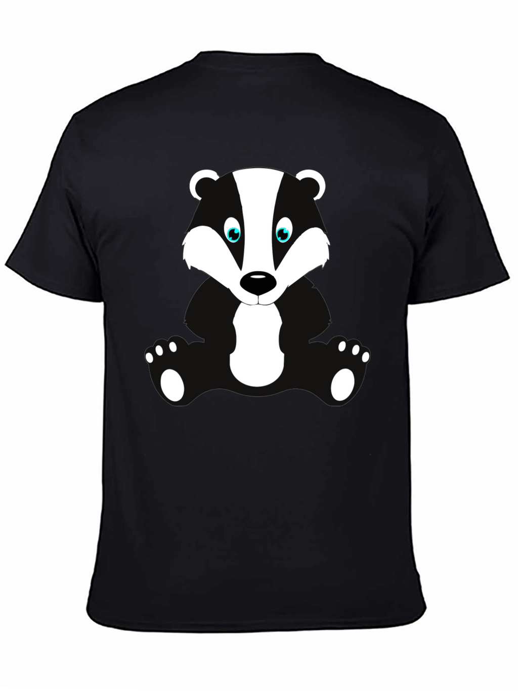 Cartoon Badger Graphic Print Black T-Shirt