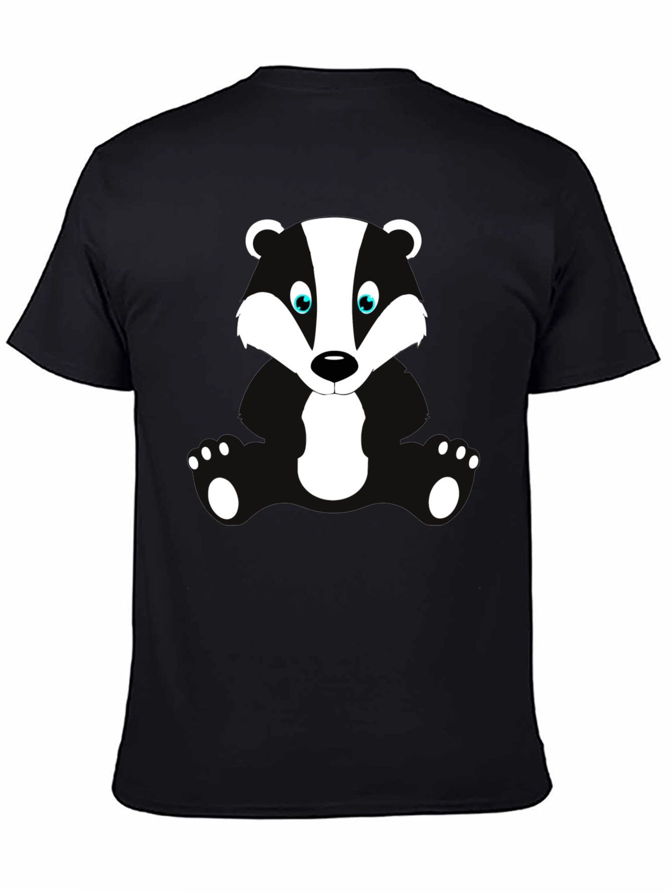 Cartoon Badger Graphic Print Black T-Shirt