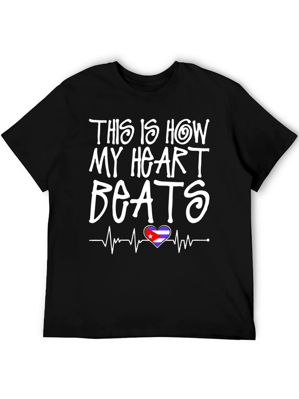 Cuba Heartbeat T-Shirt - Black Graphic Tee