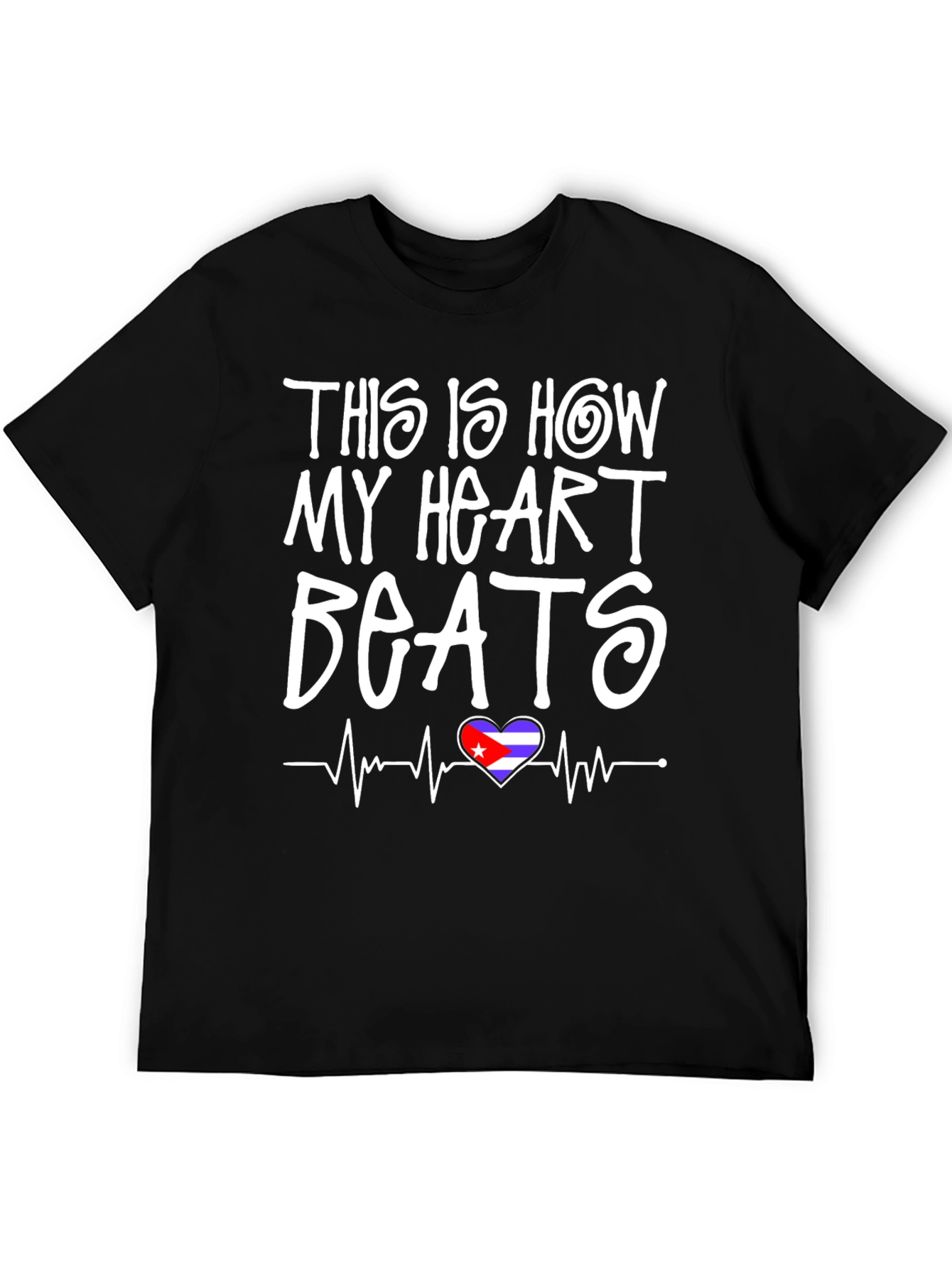 Cuba Heartbeat T-Shirt - Black Graphic Tee