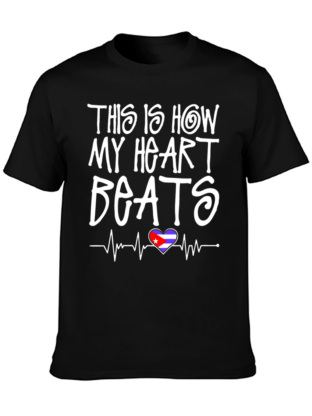 Cuba Heartbeat T-Shirt - Black Graphic Tee
