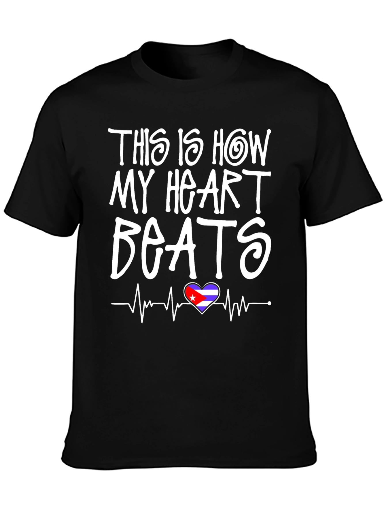 Cuba Heartbeat T-Shirt - Black Graphic Tee