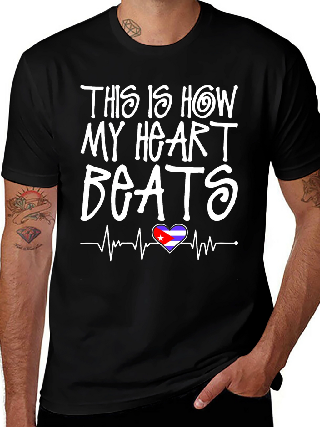 Cuba Heartbeat T-Shirt - Black Graphic Tee