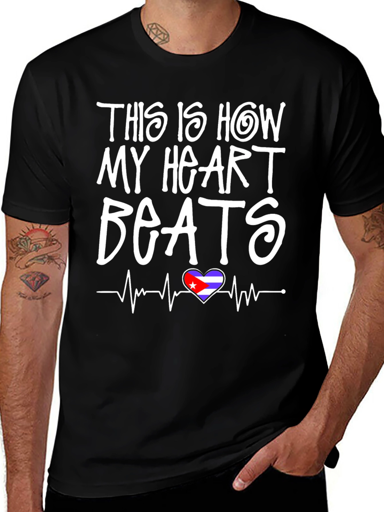 Cuba Heartbeat T-Shirt - Black Graphic Tee