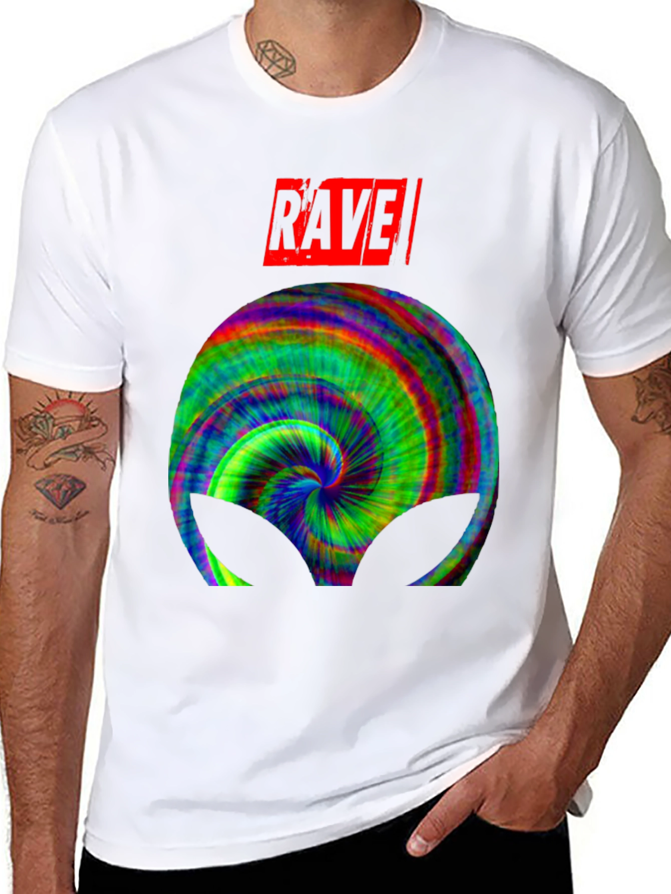 Rave Alien Tie-Dye Graphic Tee - Cool Party Shirt