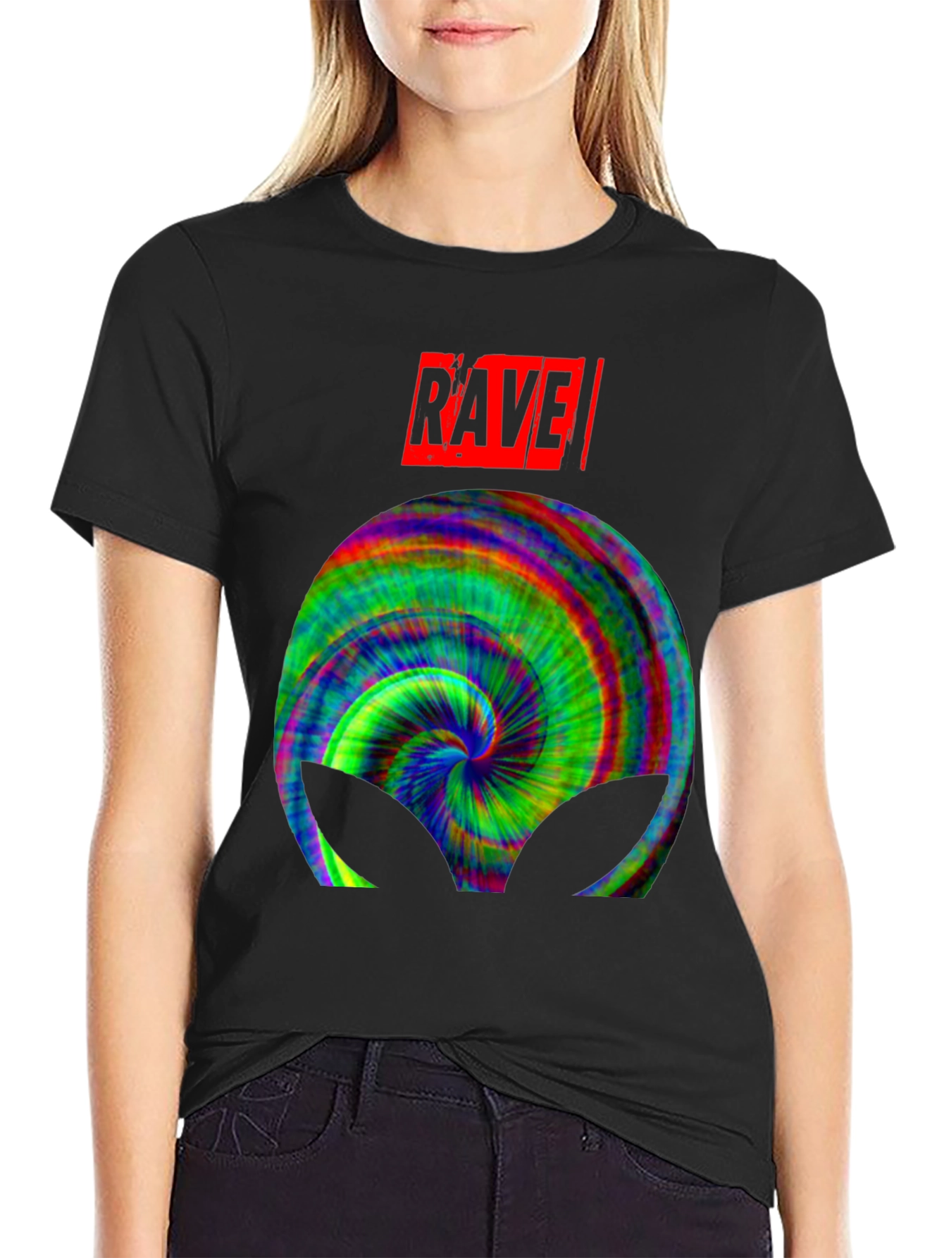 Rave Alien Tie-Dye Graphic Tee - Cool Party Shirt