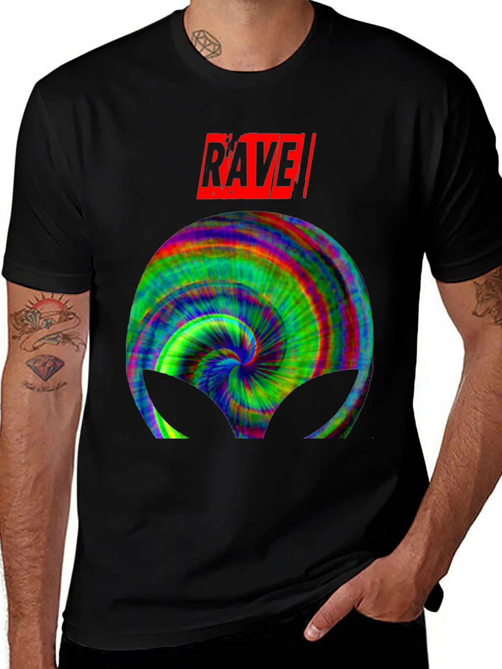 Rave Alien Tie-Dye Graphic Tee - Cool Party Shirt
