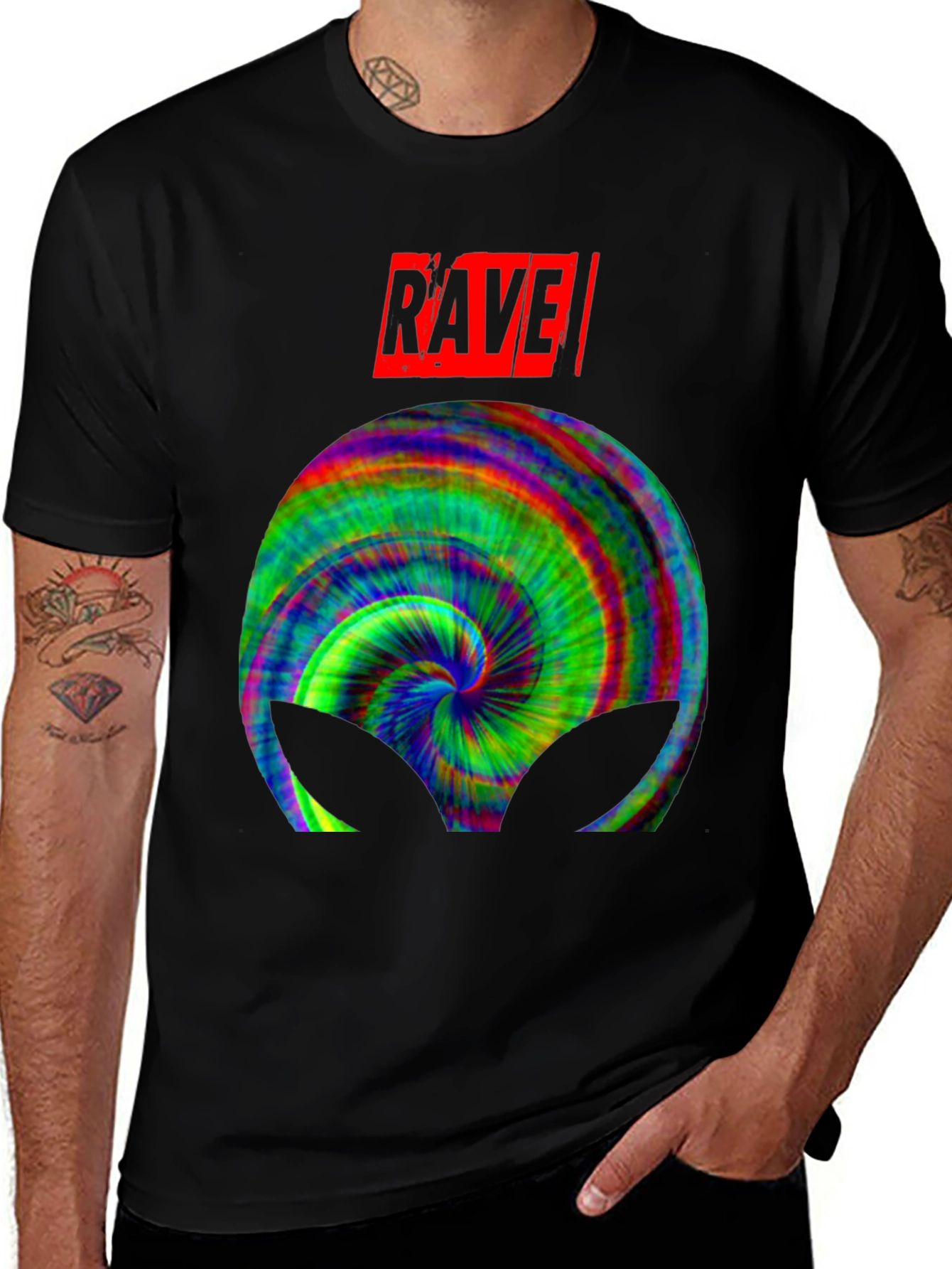 Rave Alien Tie-Dye Graphic Tee - Cool Party Shirt