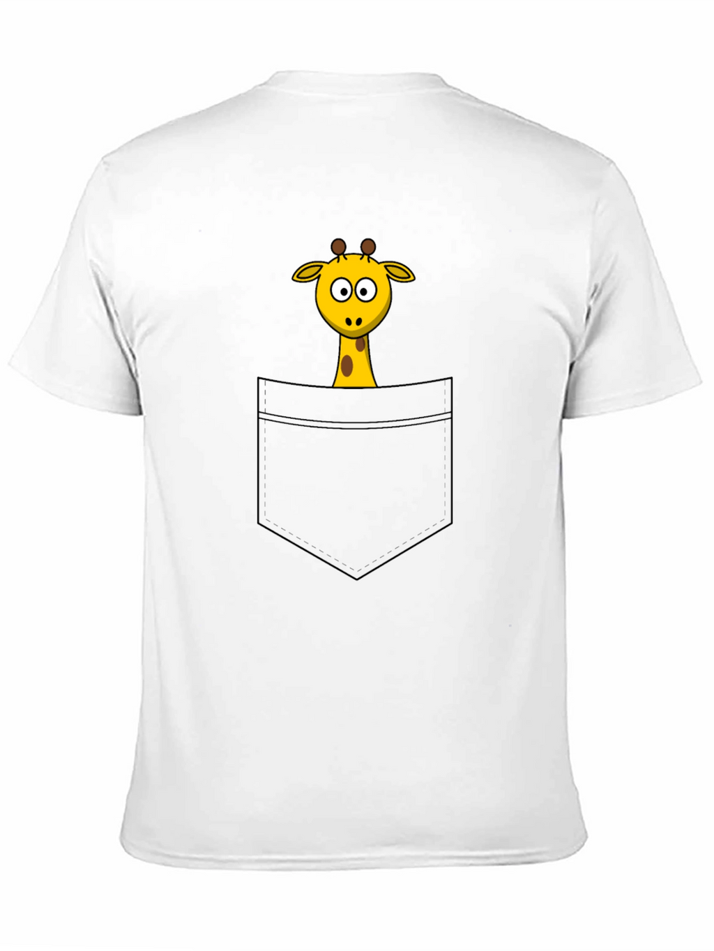 Cartoon Giraffe Pocket Print Black T-Shirt
