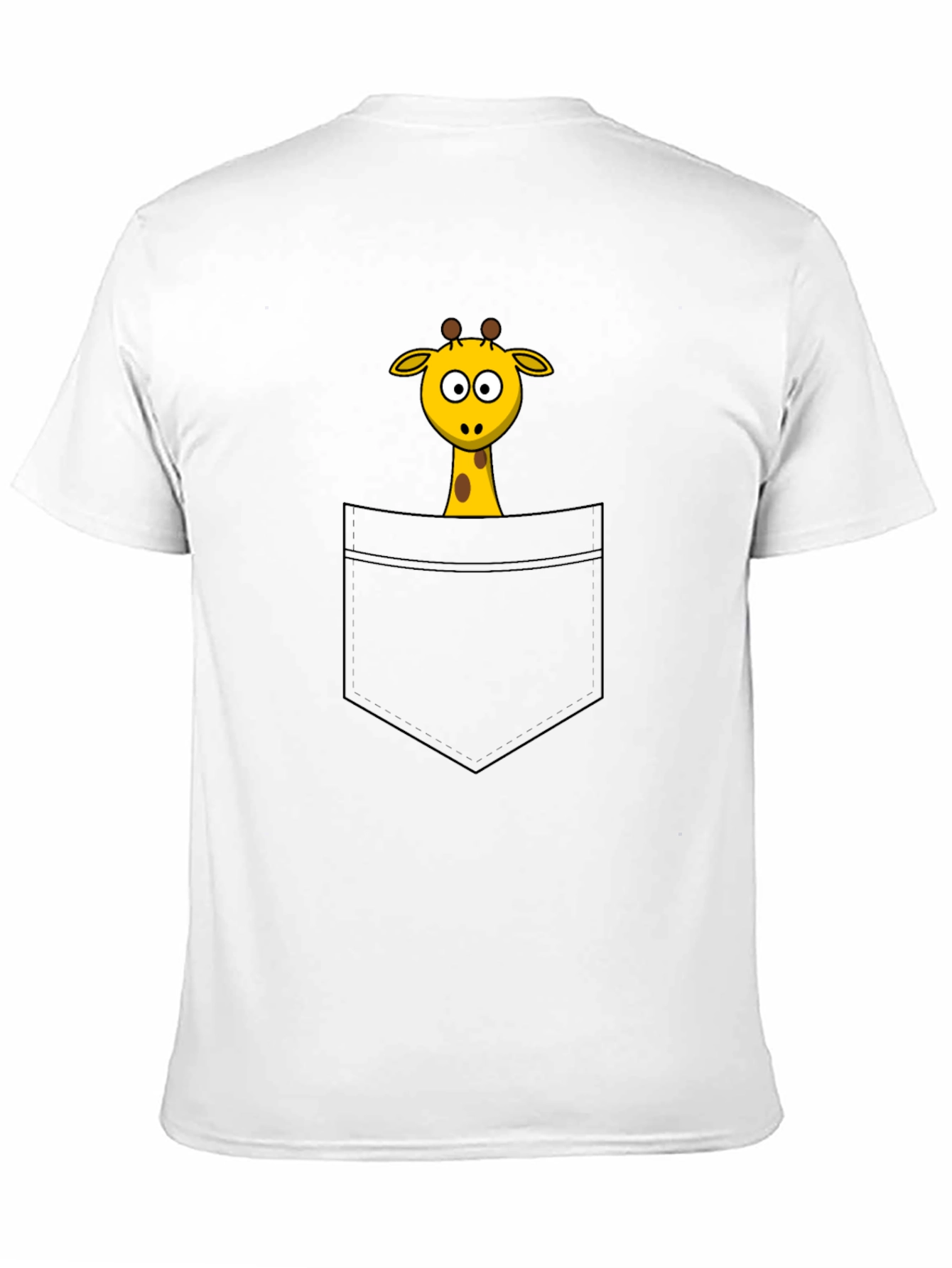 Cartoon Giraffe Pocket Print Black T-Shirt