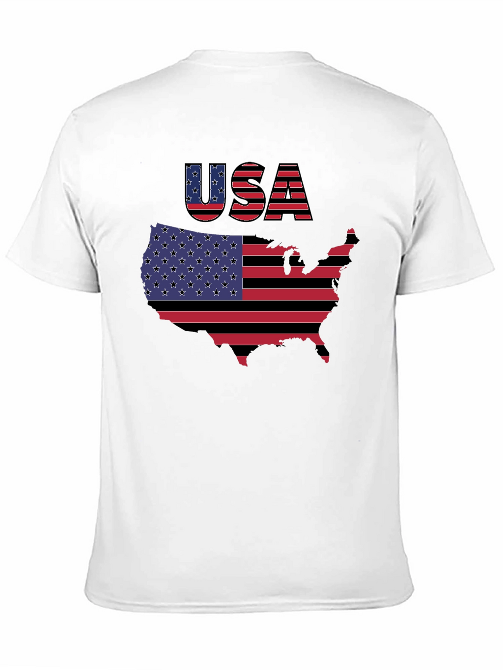 USA Flag Map Graphic Black T-Shirt