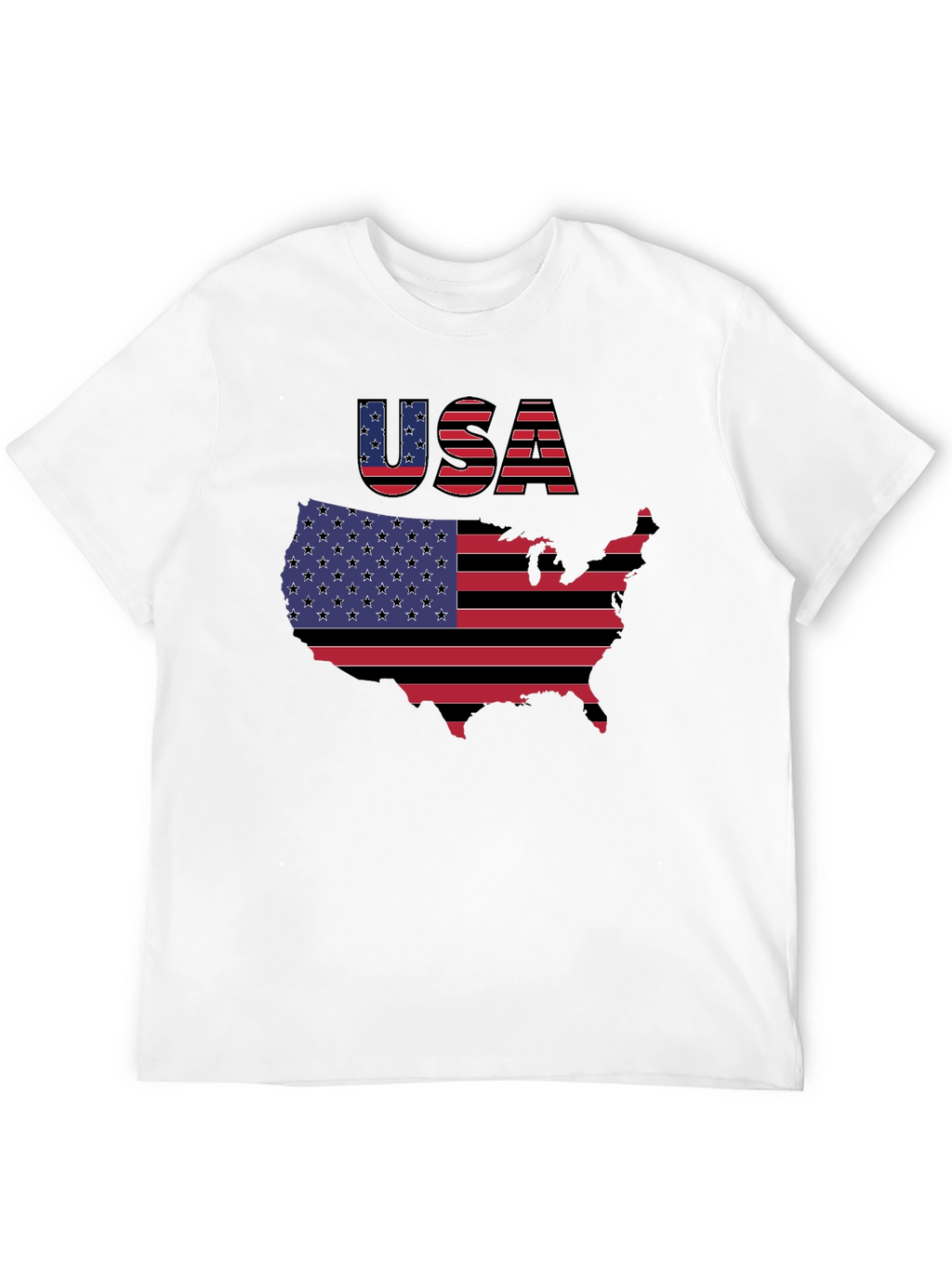 USA Flag Map Graphic Black T-Shirt