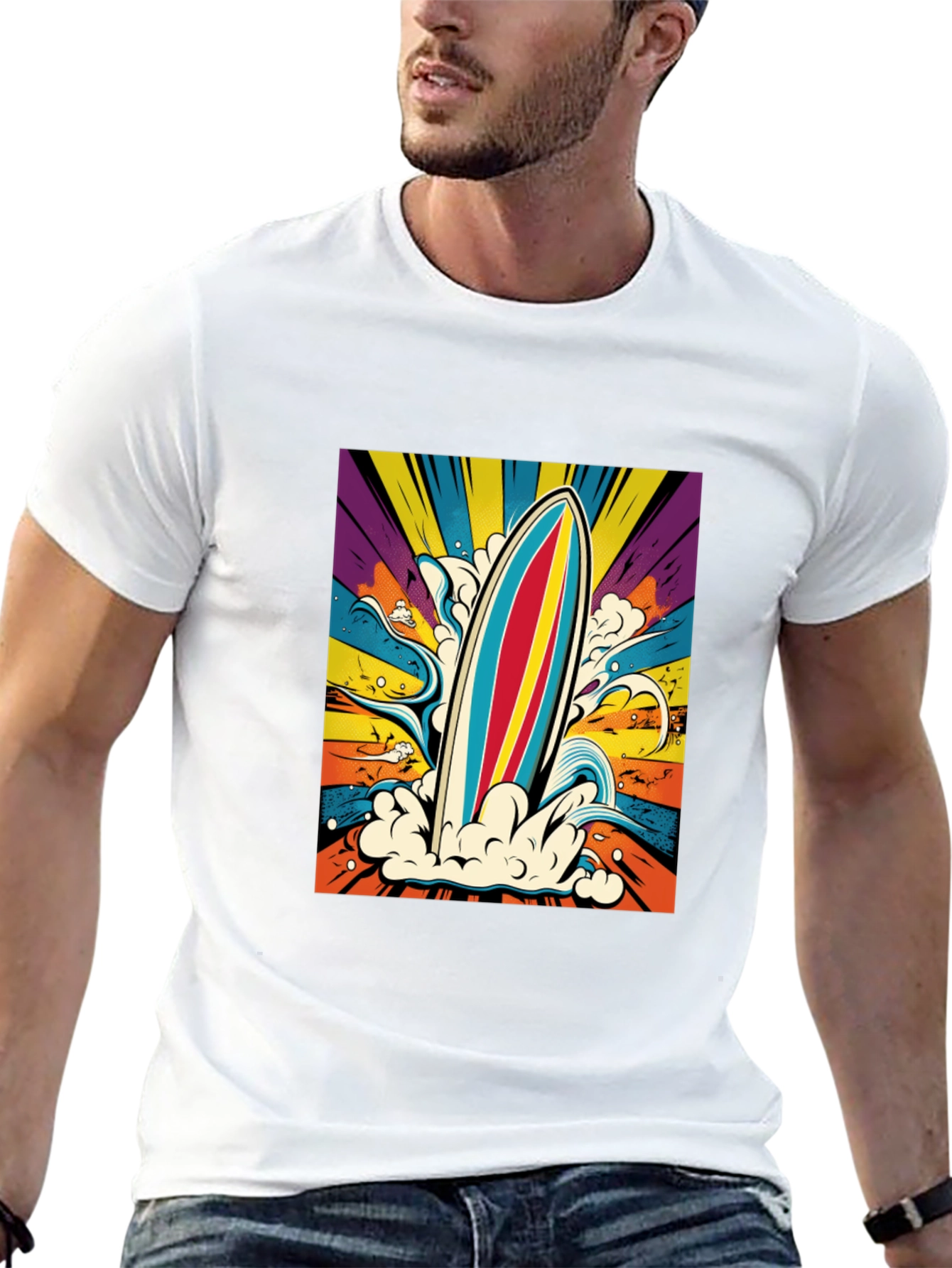 Retro Surfboard Graphic Tee - Black