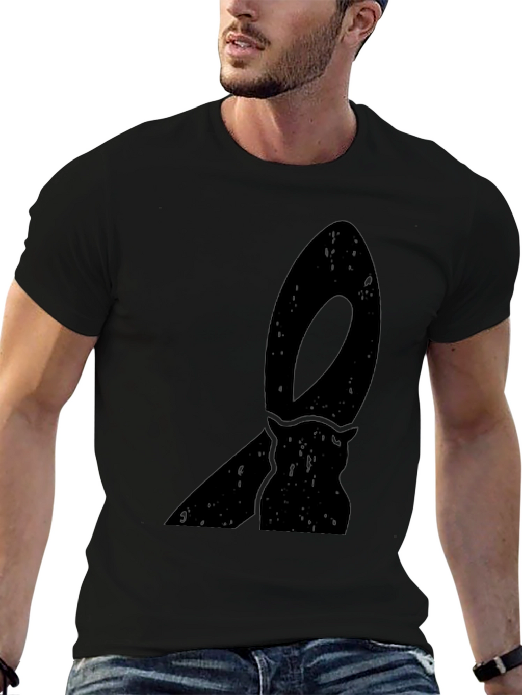Black Graphic Tee - Retro Surfboard Design