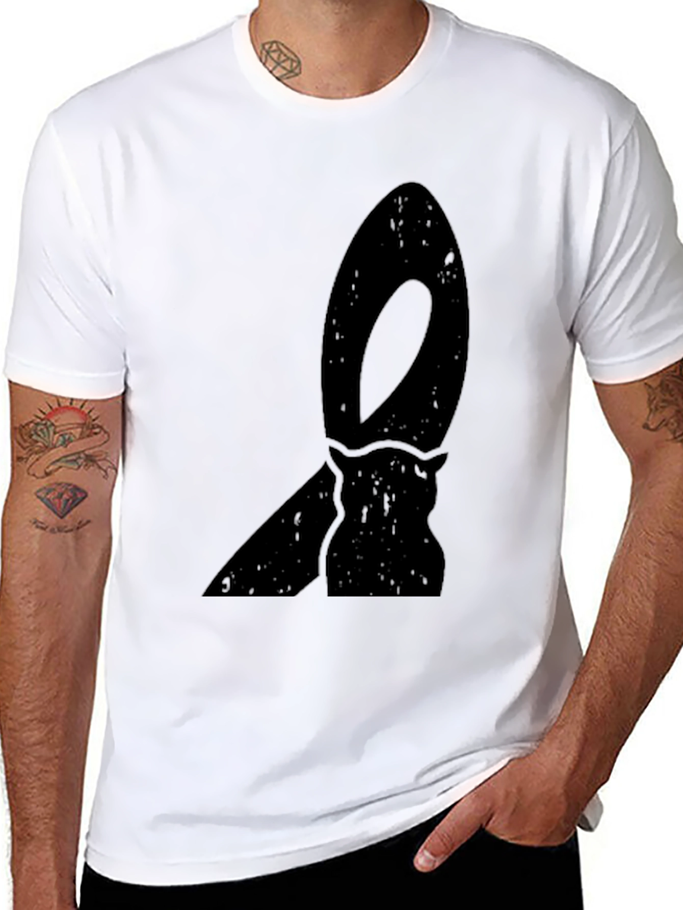 Black Graphic Tee - Retro Surfboard Design