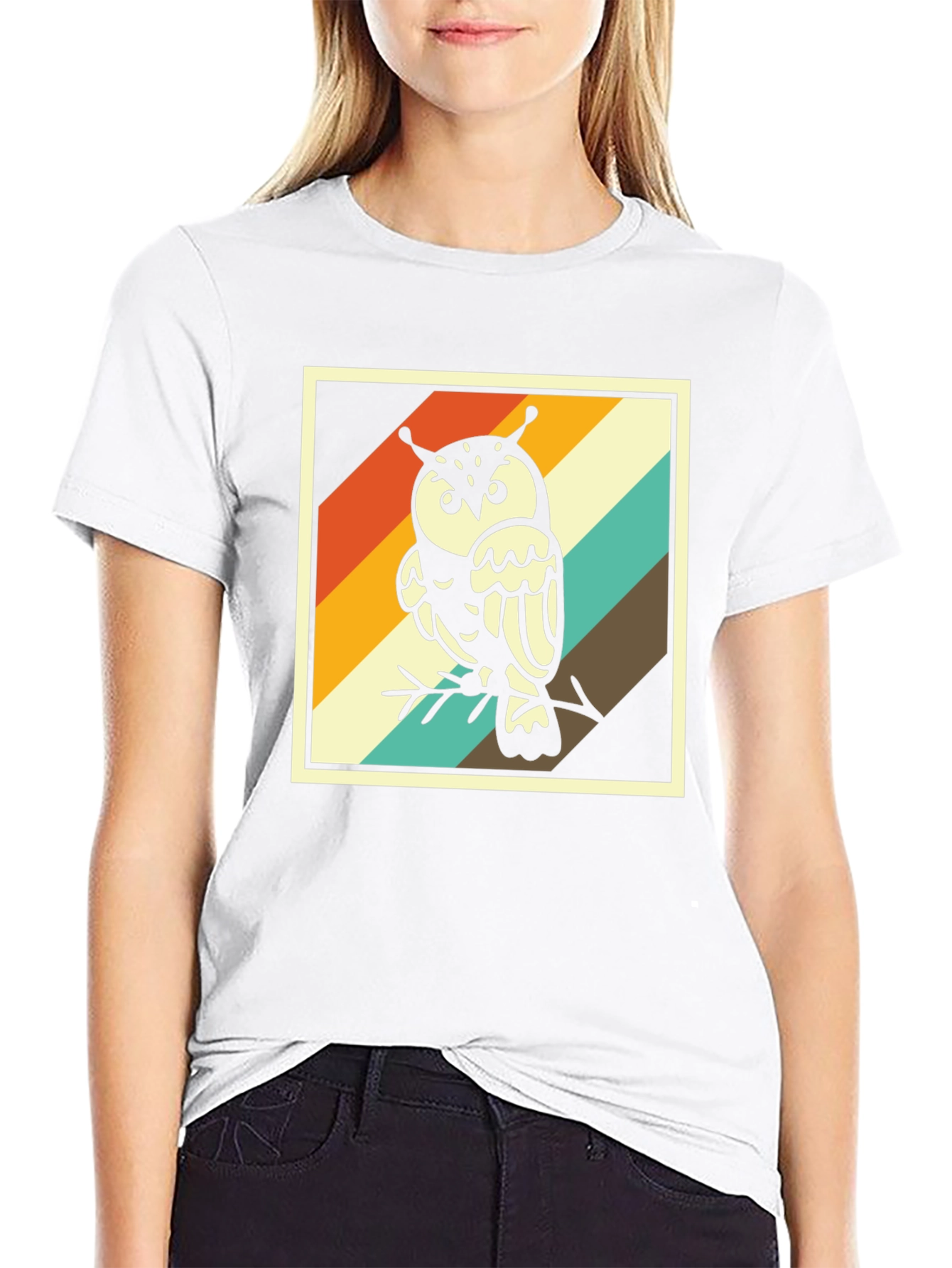 Retro Owl Graphic Tee - Trendy Mens Black T-Shirt